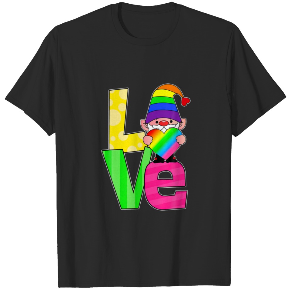 Lgbt Love Gnome Valentines Day Gay Rainbow Pride H T-Shirt