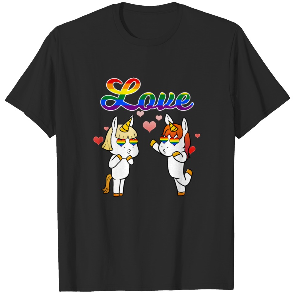 Lgbt Love Unicorns Lesbian Gay Pride Month T-Shirt