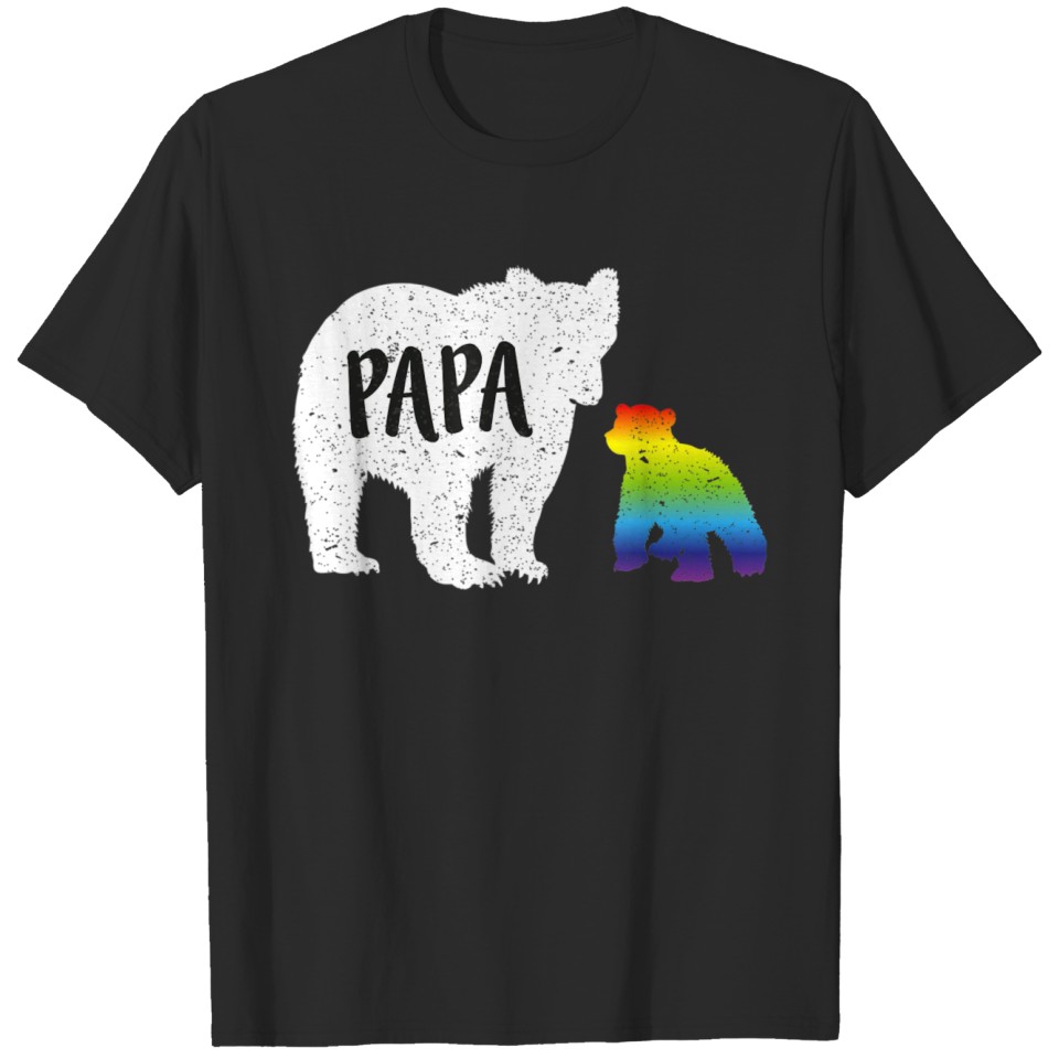 Lgbt Papa Bear Dad Fathers Gift Rainbow Flag T T-Shirt