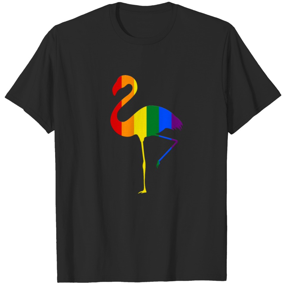 Lgbt Pride Colors Flamingo T-Shirt - Rainbow Pride T-Shirt