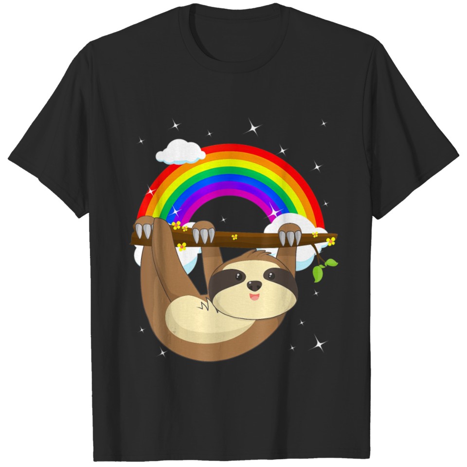 Lgbt Pride Cute Sloth With Rainbow For Animal T-Shirt