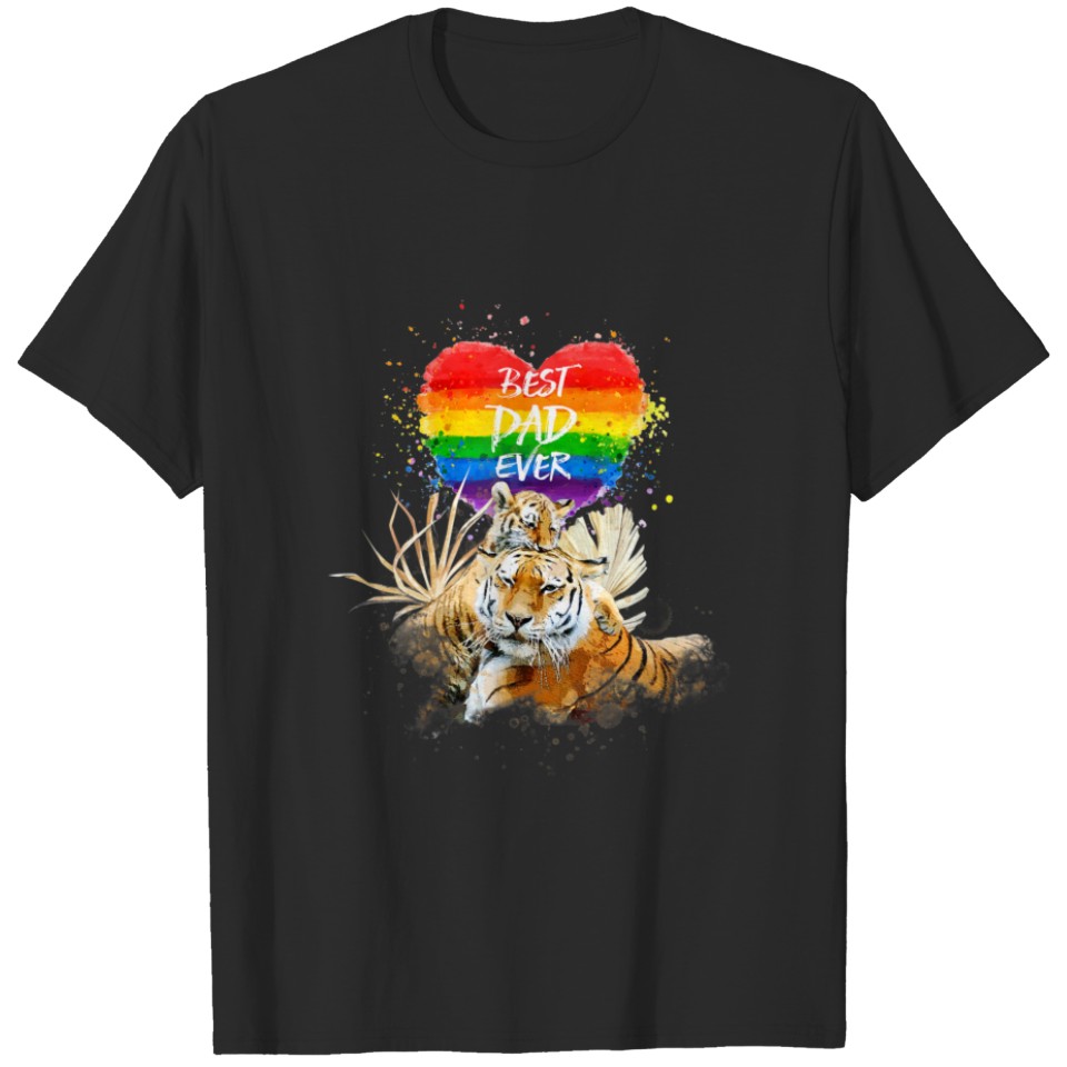 Lgbt Pride Daddy Tiger Rainbow Best Dad Ever Fathe T-Shirt