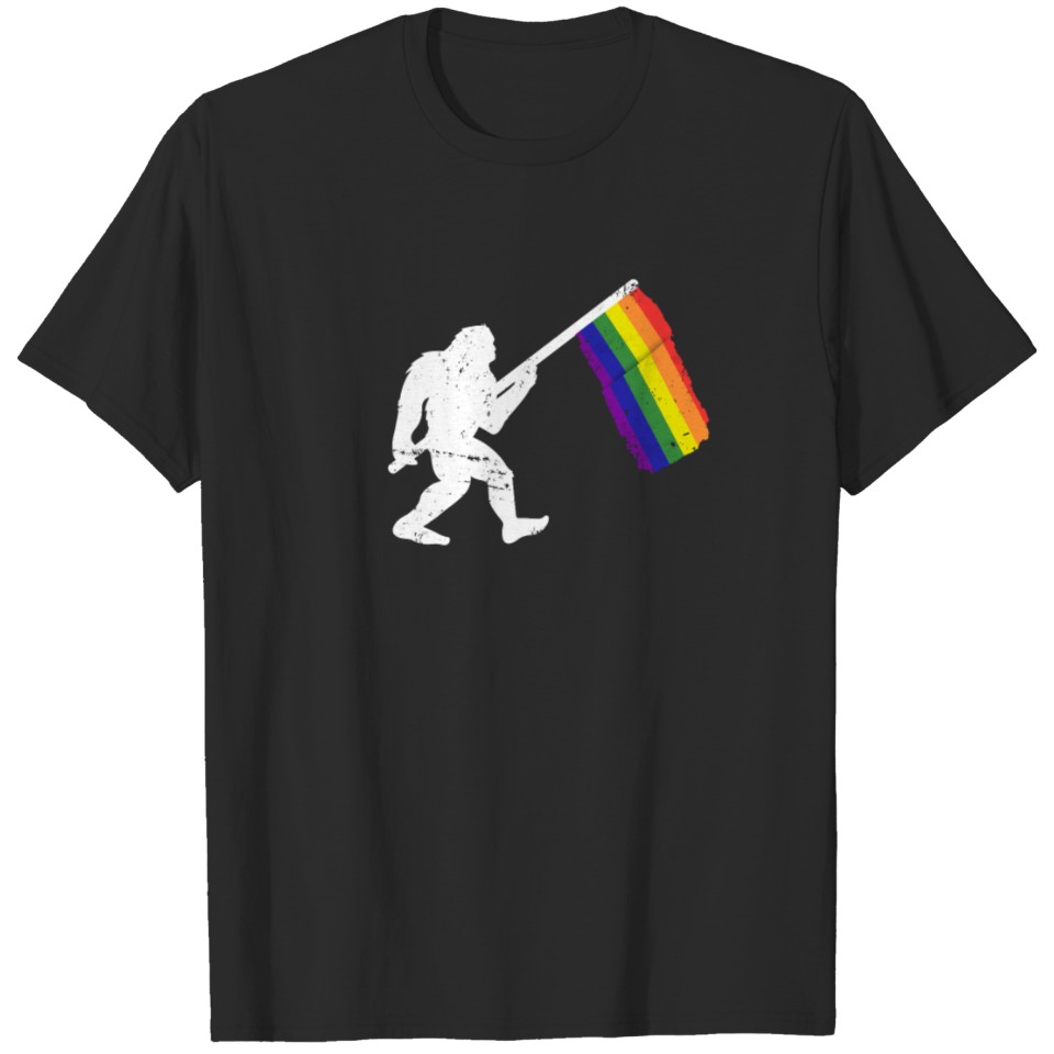 Lgbt Pride Flag T Shirt Sasquatch Bigfoot Gay Lesbian March T-Shirt