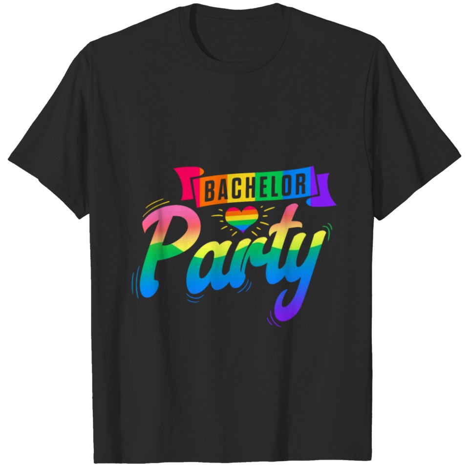 Lgbt Pride Gay Bachelor Party Heart Engagement T-Shirt