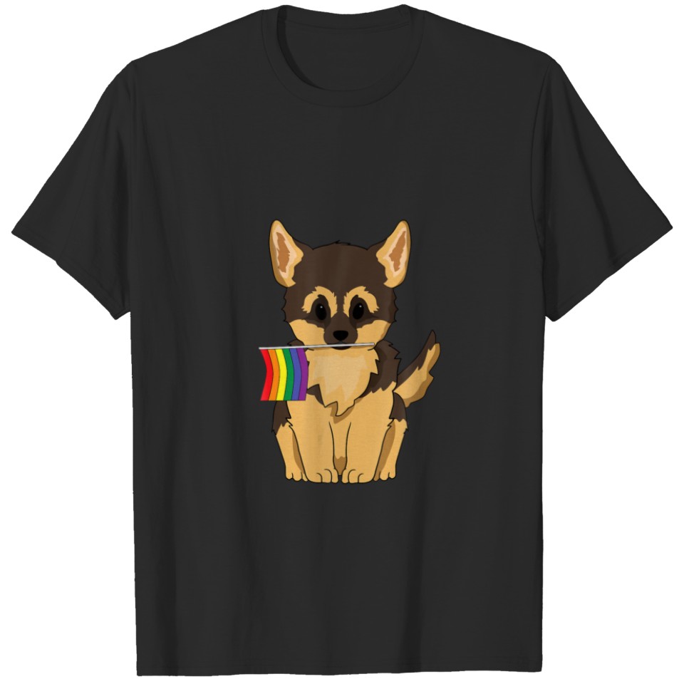 Lgbt Pride German Shepherd Dog Rainbow Flag Gay Le T-Shirt