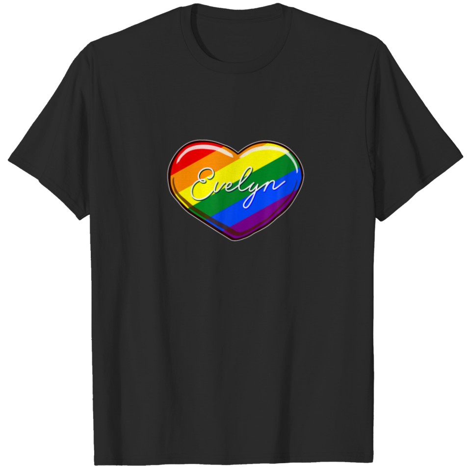 Lgbt Pride Heart - First Name "Evelyn" Rainbow Hea T-Shirt
