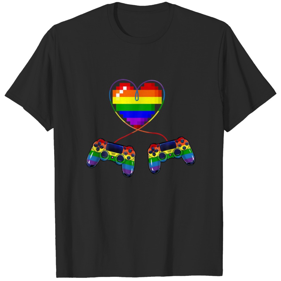 Lgbt Pride Video Game Gamer Heart Gift Rainbow T-Shirt