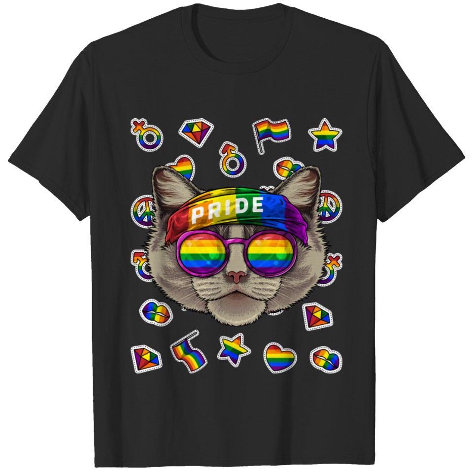 Lgbt Ragdoll Gay Pride Month Cat Rainbow Lesbian T-Shirt