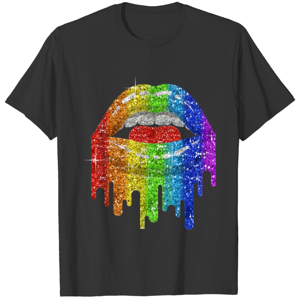 Lgbt Rainbow Bling Lips Pride Gay Bisexual Lesbian T Shirts