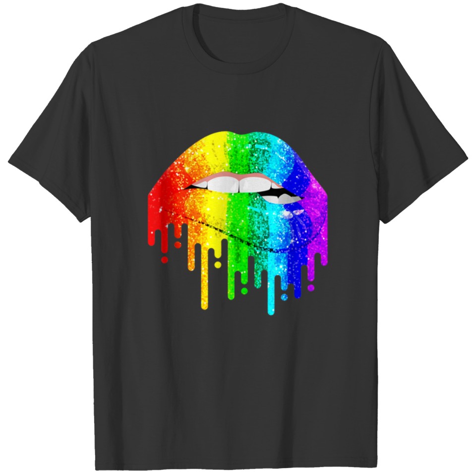 Lgbt Rainbow Bling T Shirts Lips Pride Gay Bisexual