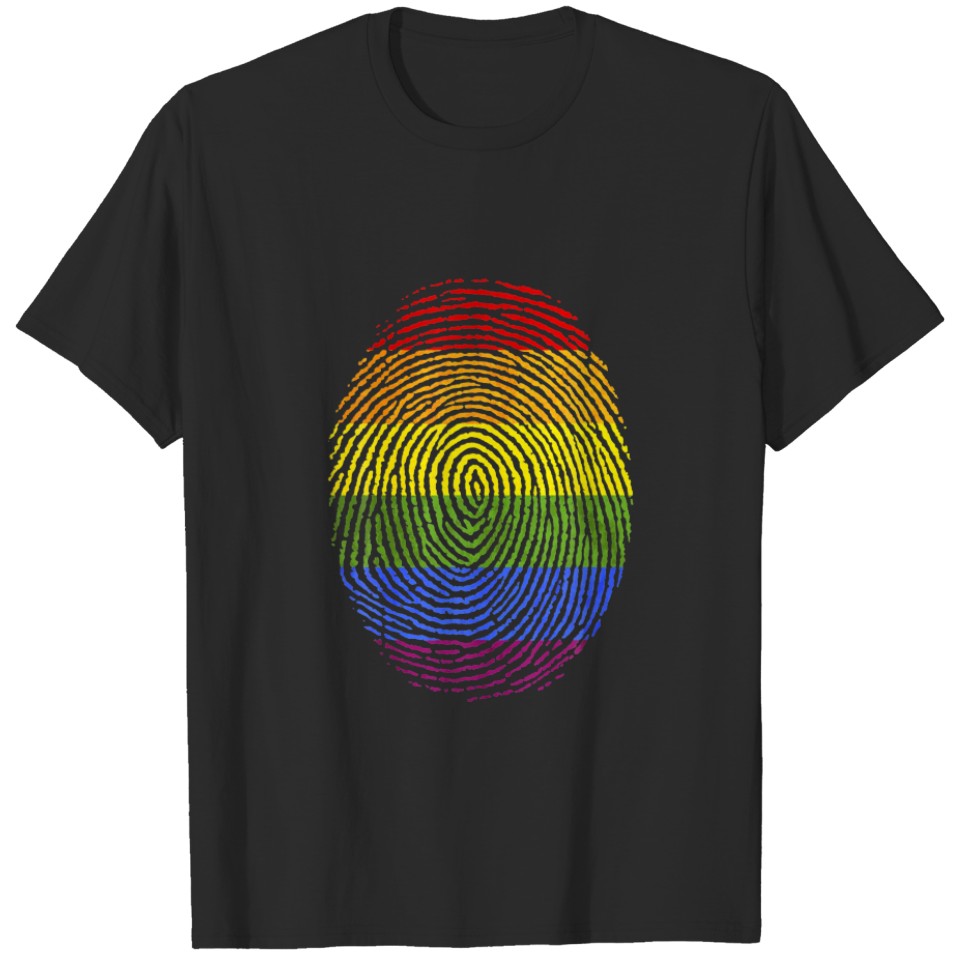 Lgbt Rainbow Flag Fingerprint Gay Pride Lesbian T-Shirt