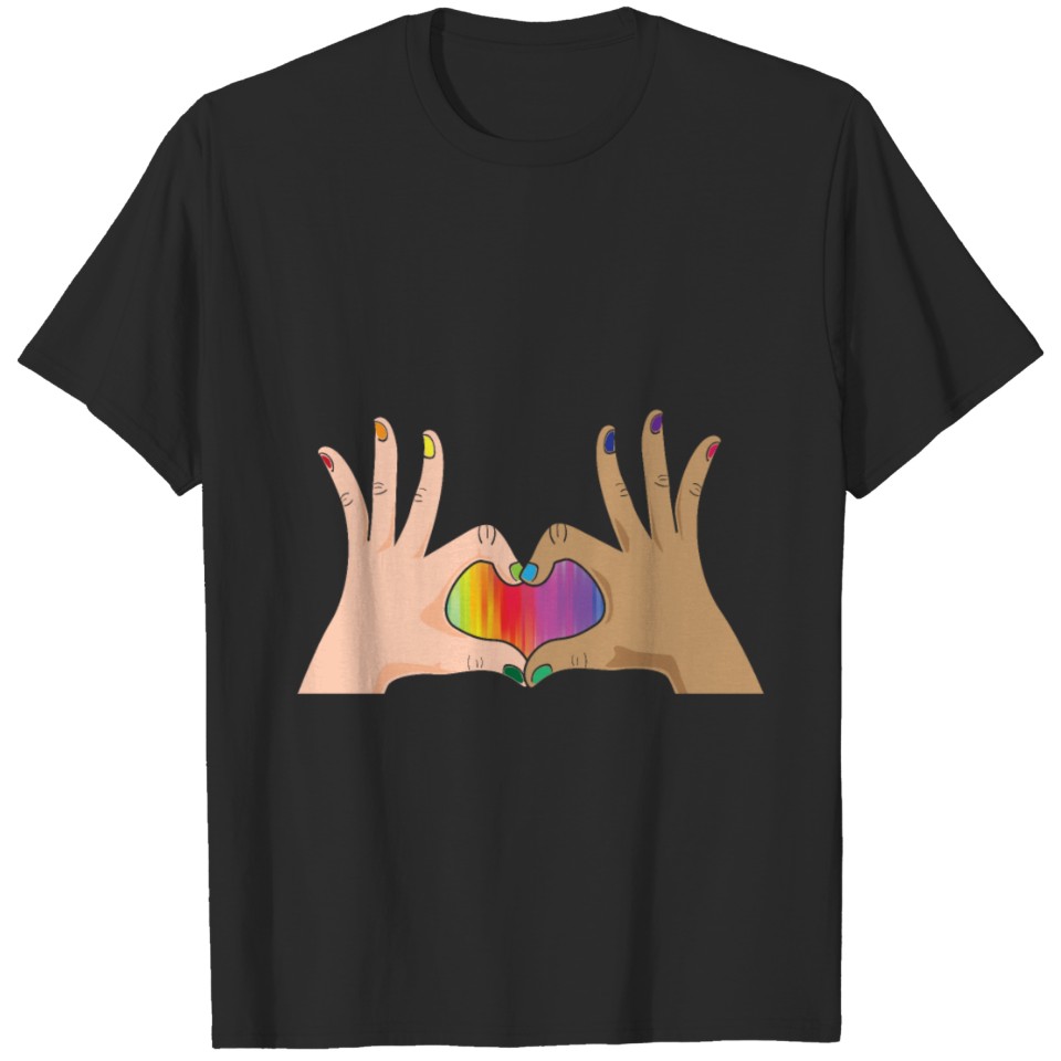 Lgbt Rainbow Flag Hands Heart Symbol Love T-Shirt
