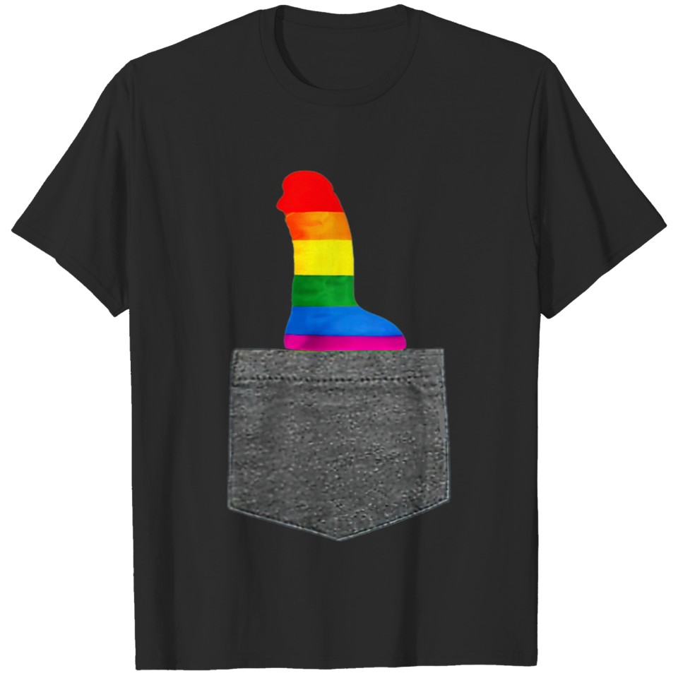 Lgbt Rainbow Flag In Pocket T Gay Bi Les Pride T T-Shirt