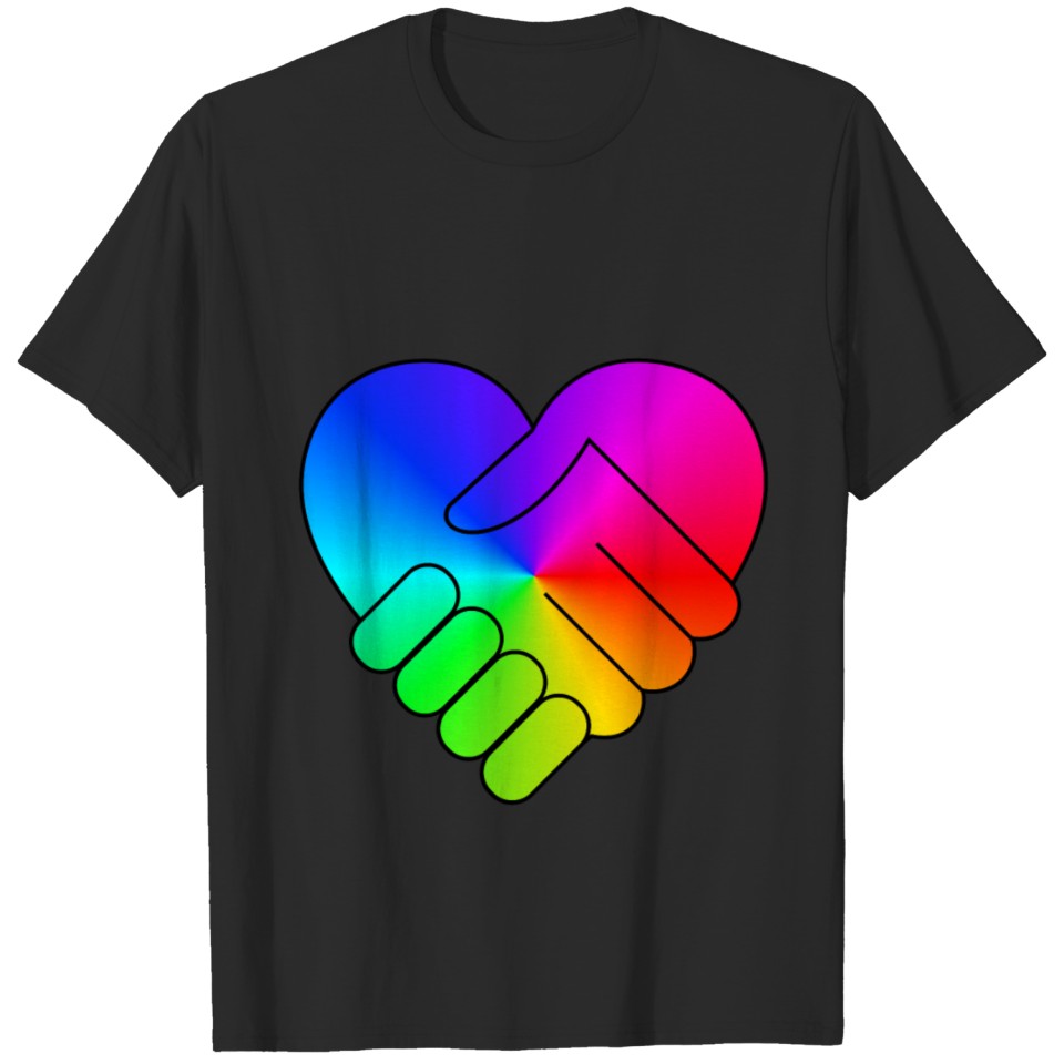 Lgbt Rainbow Heart Handshake Pride T-Shirt