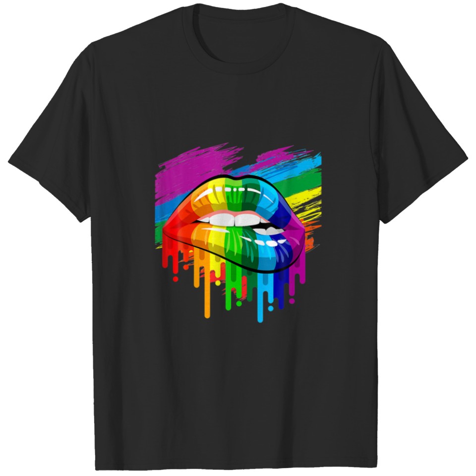 Lgbt Rainbow Lip Lgbt Pride Month Rainbow Flag T-Shirt