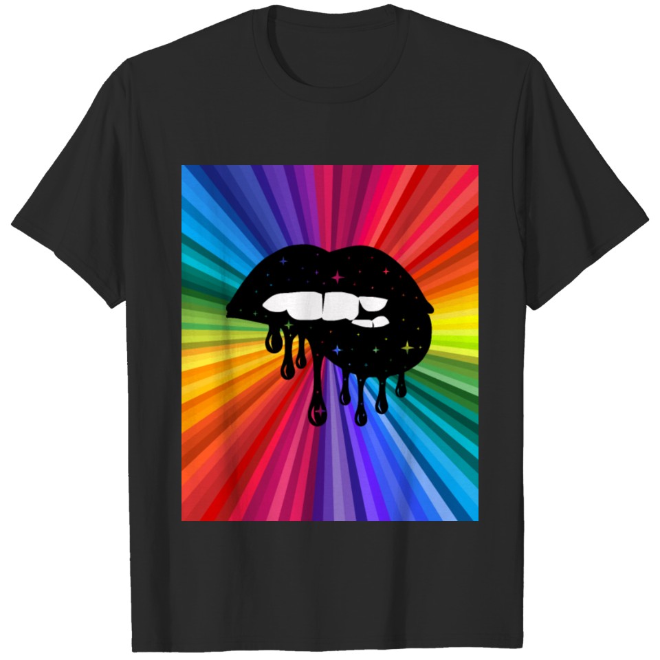 Lgbt Rainbow Lips Rainbow Pride Love Retro T-Shirt