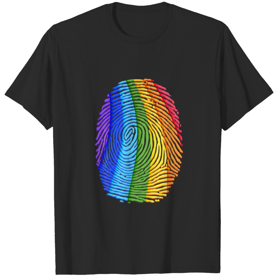 Lgbt Rainbow Pride Flag Fingerprint Queer Gay Gift T-Shirt