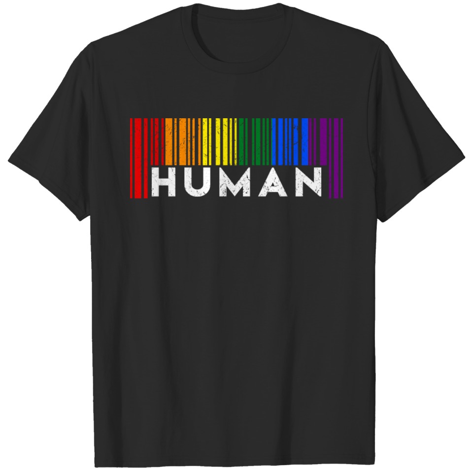 Lgbt Rainbow Pride Flag, Human Unique Barcode T-Shirt