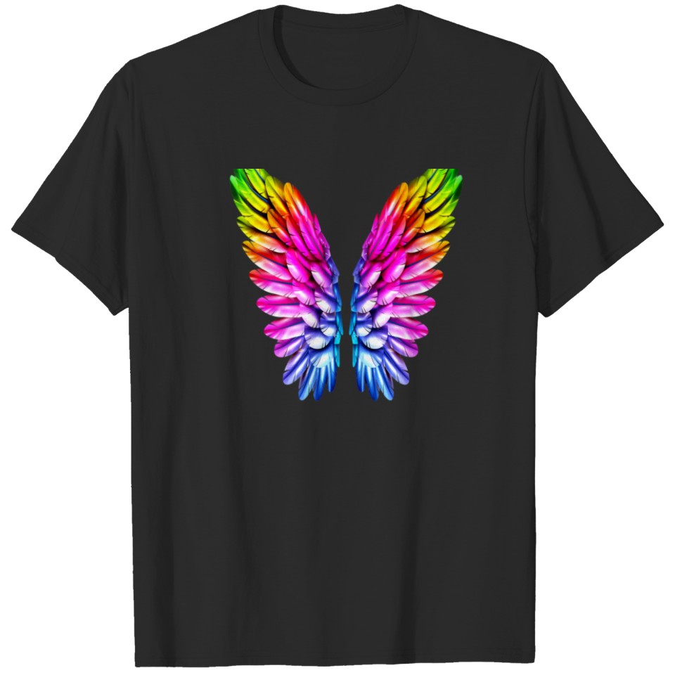 Lgbt Rainbow Wings Colored Angel Lesbian And Gay P T-Shirt