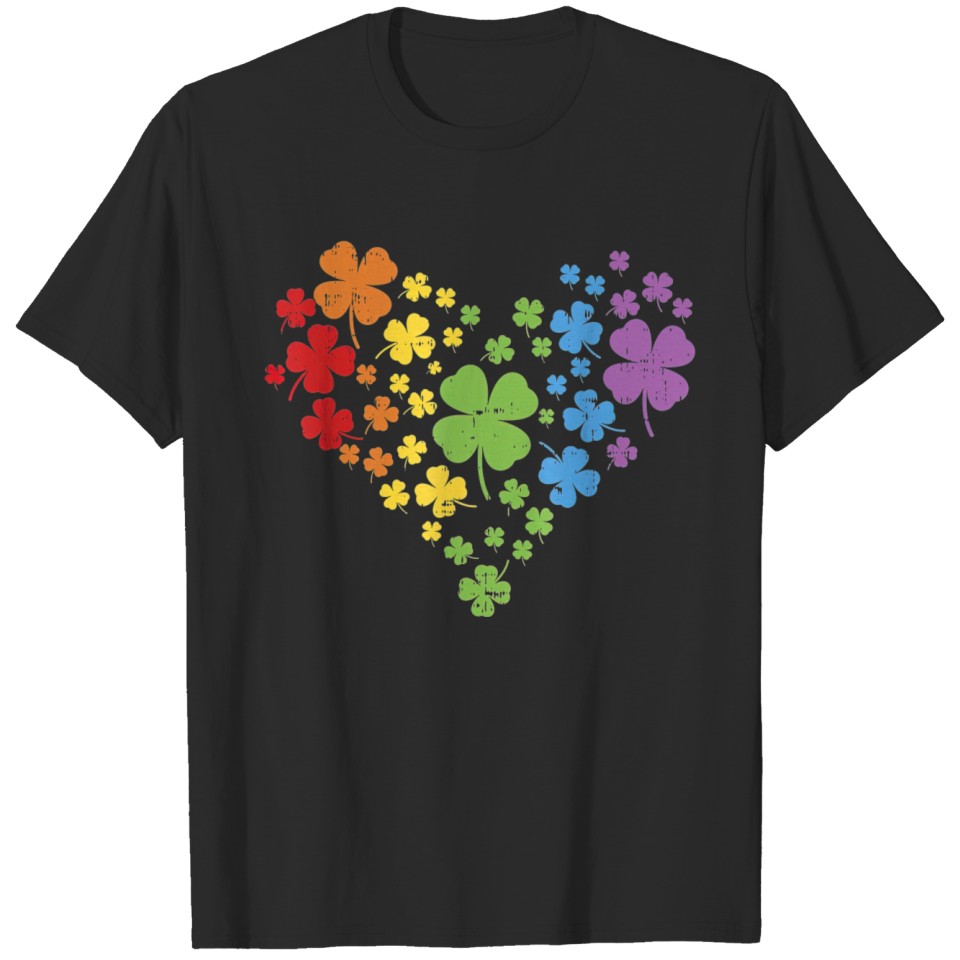 Lgbt Shamrock Heart Rainbow St Patricks Day Gay T-Shirt