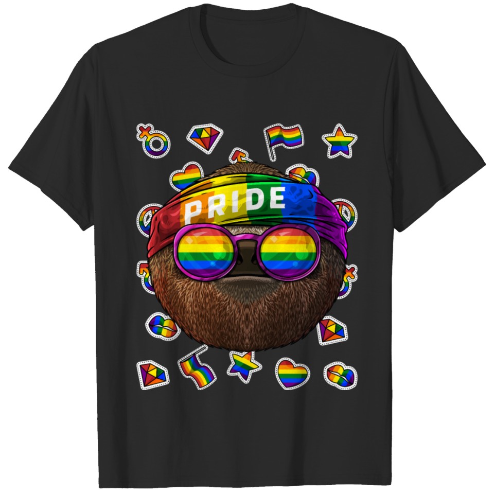Lgbt Sloth Gay Pride Month Lazy Animal Rainbow Les T-Shirt