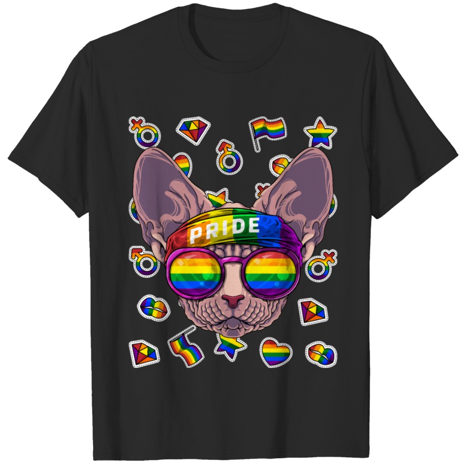 Lgbt Sphynx Gay Pride Month Cat Rainbow Lesbian T-Shirt