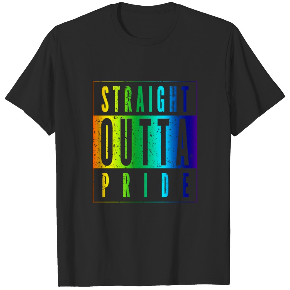 Lgbt Straight Outta Pride Rainbow Distressed T-Shirt