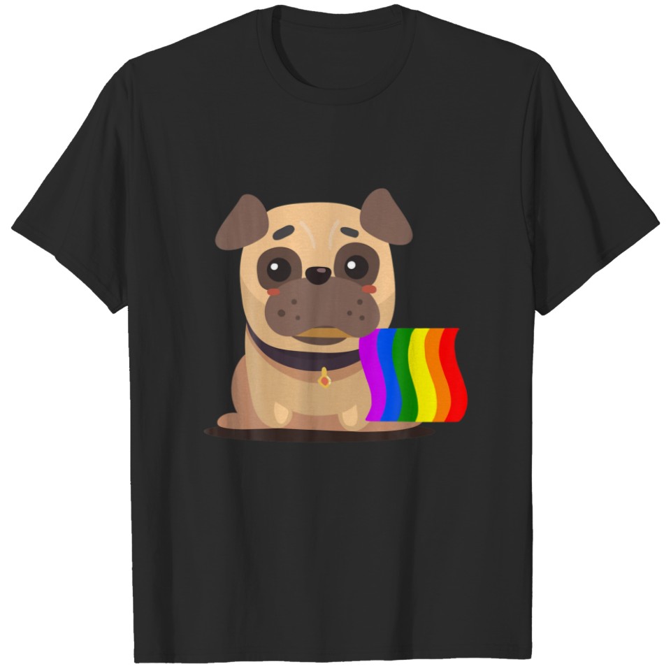 Lgbt Support Cute Pug Dog Lover Rainbow Flag Pride T-Shirt
