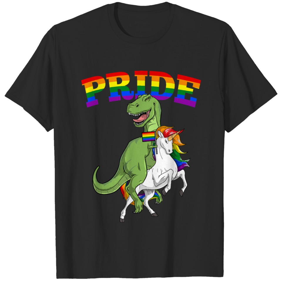 Lgbt T Rex Dinosaur Unicorn Gay Pride Rainbow T-Shirt