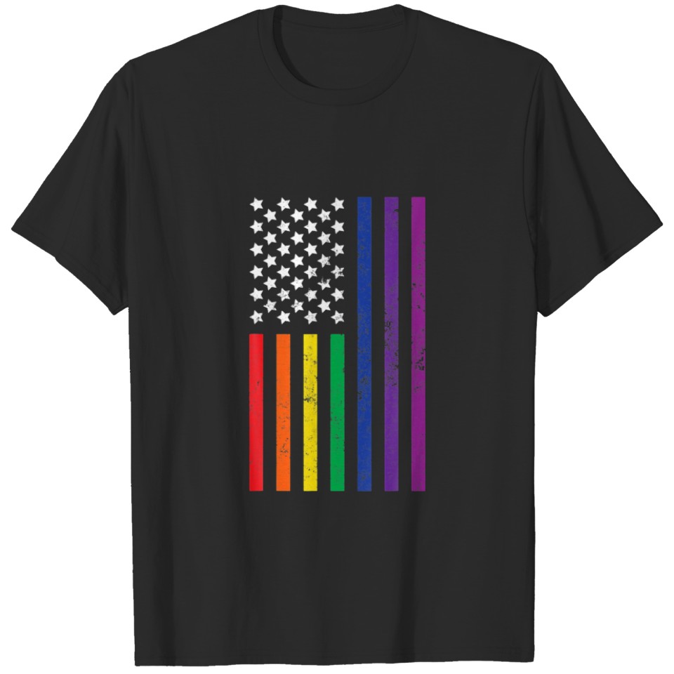 Lgbt Usa Flag Us America Lesbian Outfit Trans T-Shirt