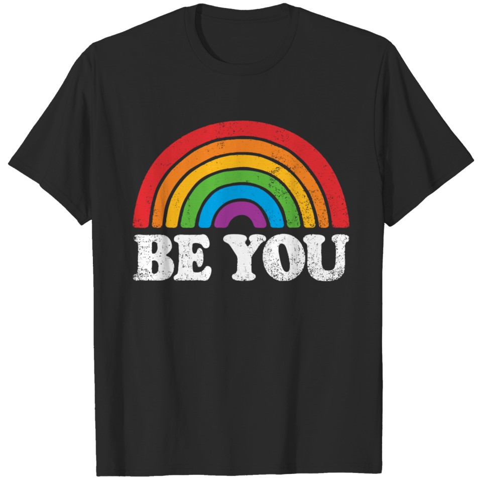 Lgbtq Be You Gay Pride Lgbt Rainbow Flag Retro Vin T-Shirt