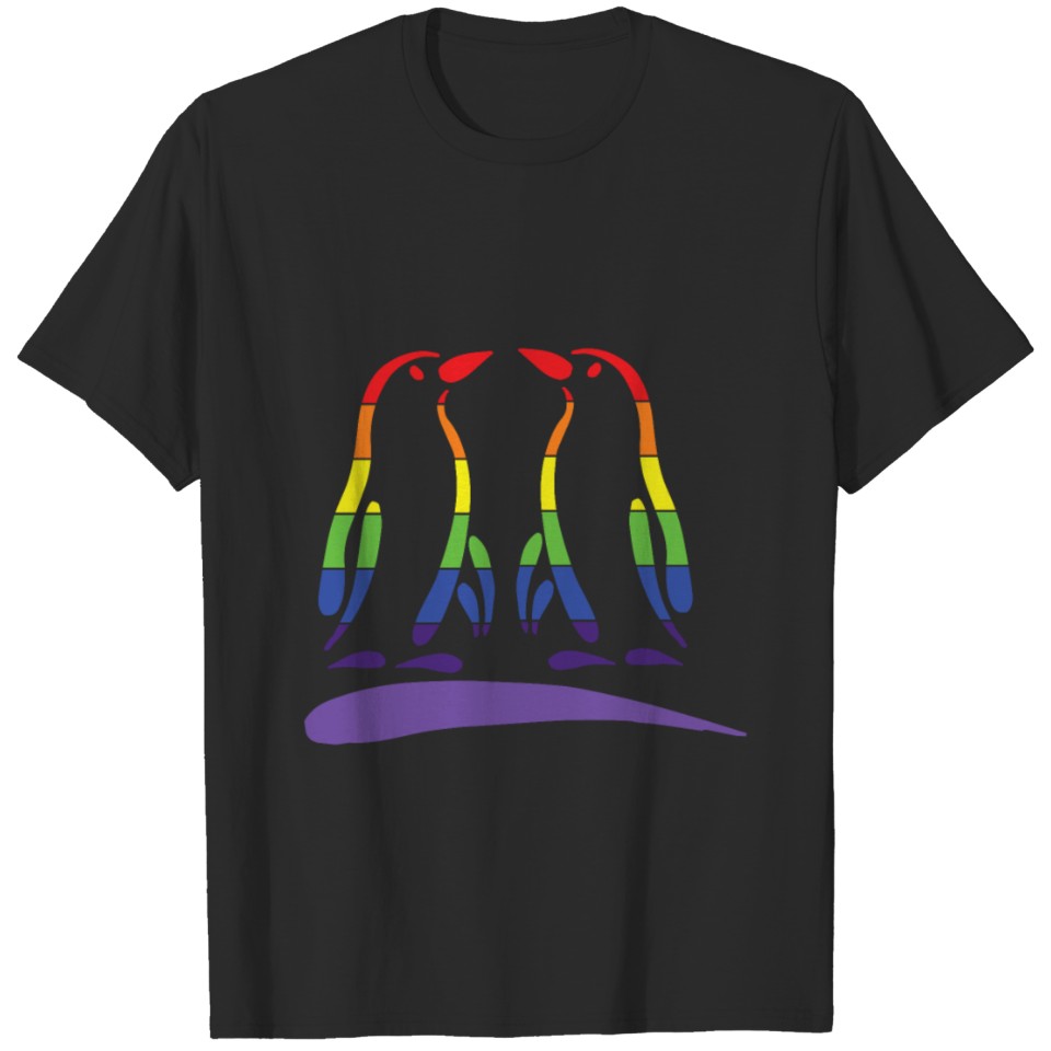 Lgbtq Penguin - Rainbow Heart Lgbt Pride Month Gif T-Shirt