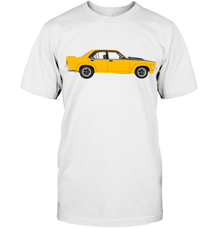 LH Holden Torana SLR 5000 1974 Chrome Jaune sur Noir T Shirt