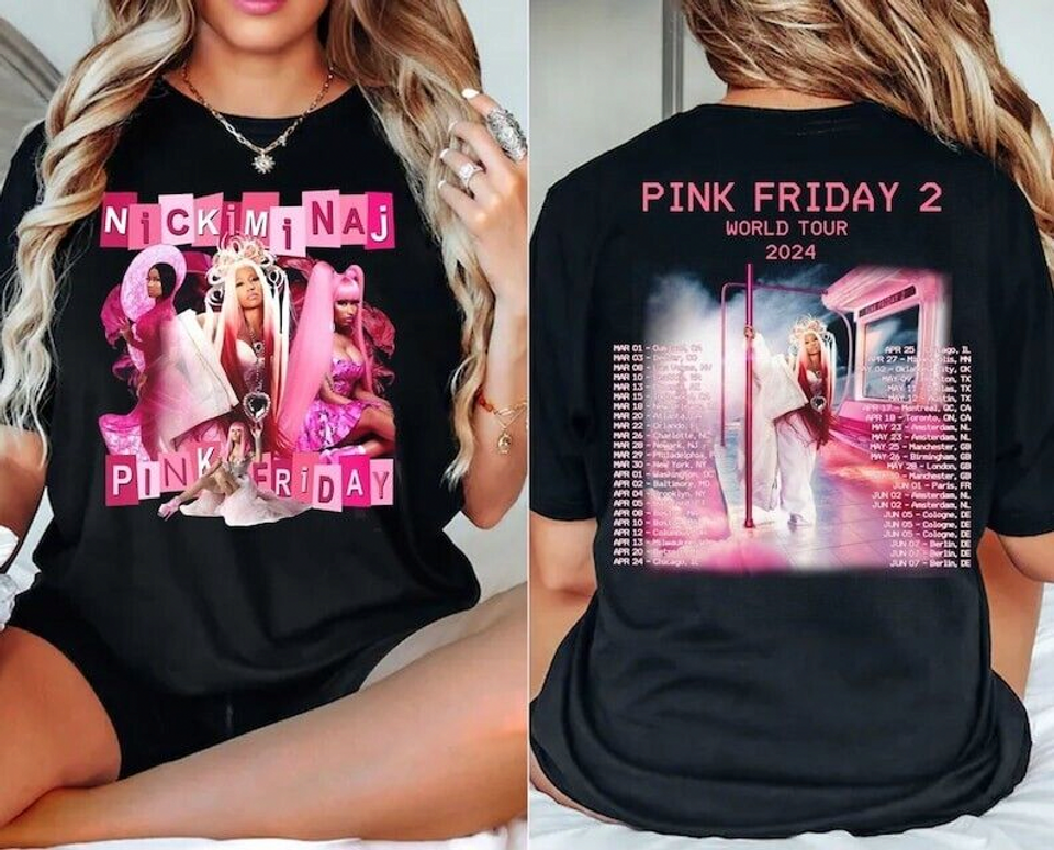Limited Nicki Minaj Pink Friday 2 World Tour 2024 Double Sided T-Shirt