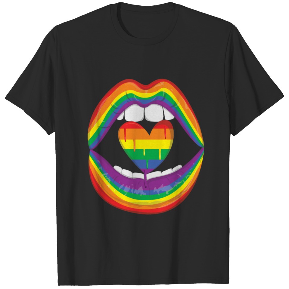 Lips Mouth Heart Rainbow Gay Pride Lgbt Pride T-Shirt