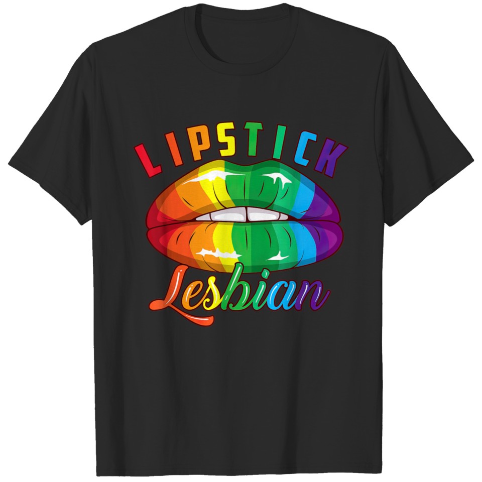 Lipstick Lesbian Cool Colored Lips Lgbt Gift T-Shirt