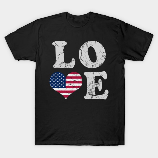 Love America Usa American Flag Heart Patriotic T-Shirt July 4Th Tshirt, July 4Th Tee, Independence Premium Shirt