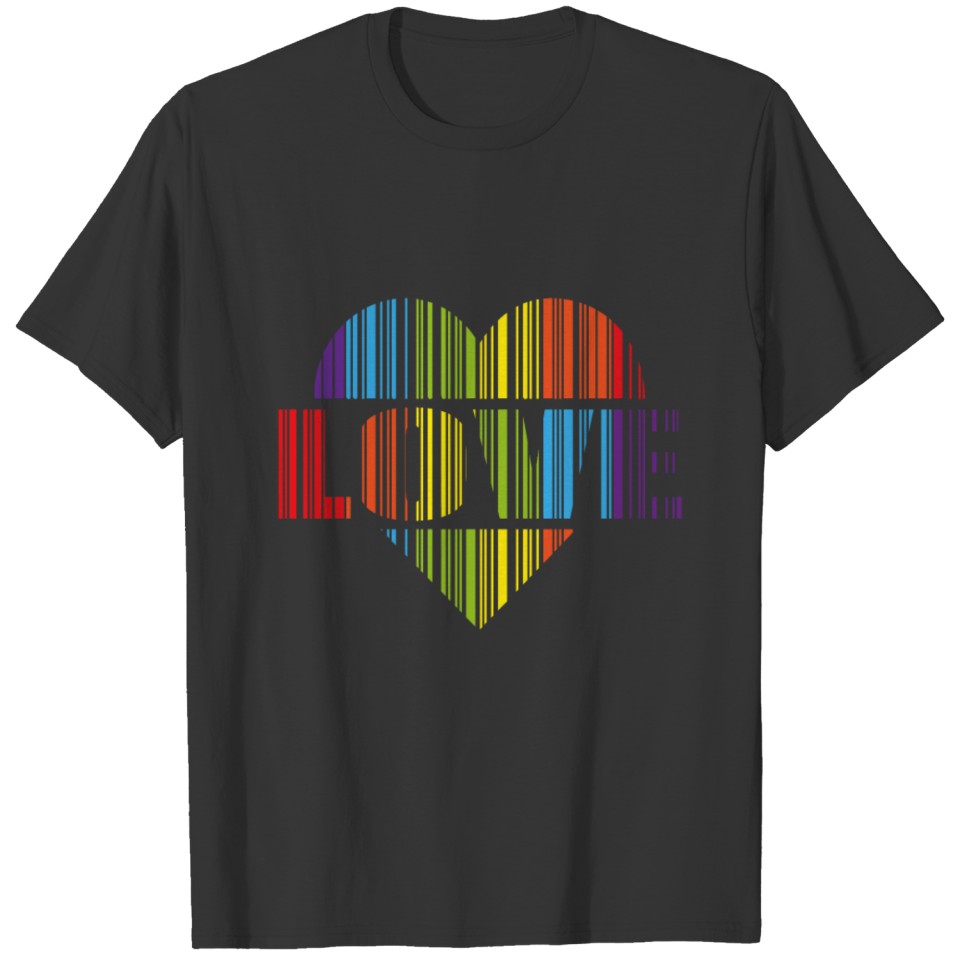Love Heart Barcode Rainbow Lgbt T Shirts