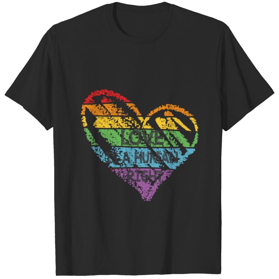 Love Is A Human Right - Rainbow Lgbt Heart Pride M T-Shirt