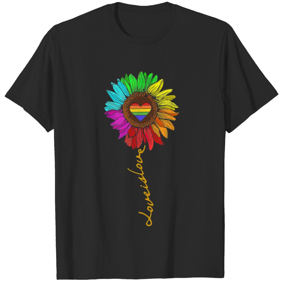 Love Is Love Daisy Lesbian Gay Pride Rainbow Lgbt T-Shirt