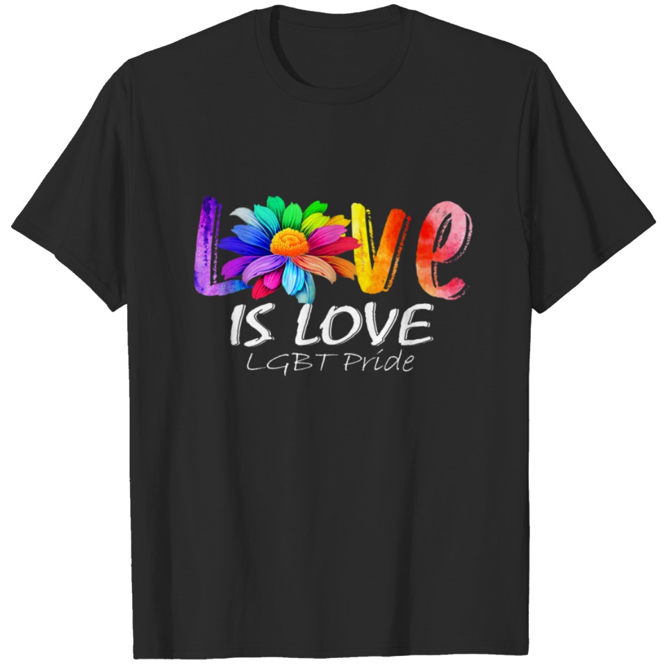 Love Is Love Gay Lgbt Pride Sunflower Rainbow T-Shirt
