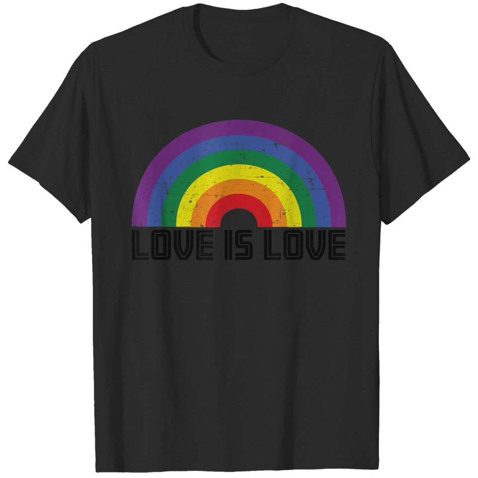 Love Is Love Gay Pride Distressed Lgbt Rainbow T-Shirt