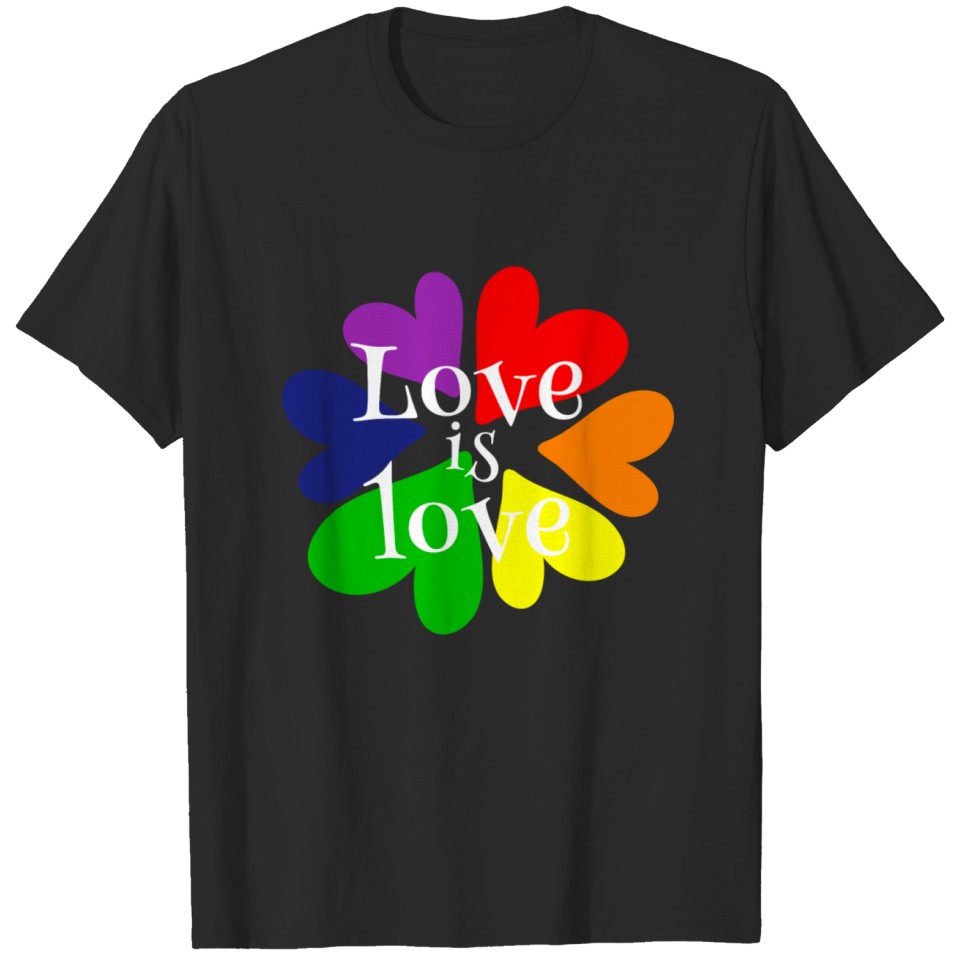 Love Is Love Heart Flower Lgbt Gay Pride T-Shirt