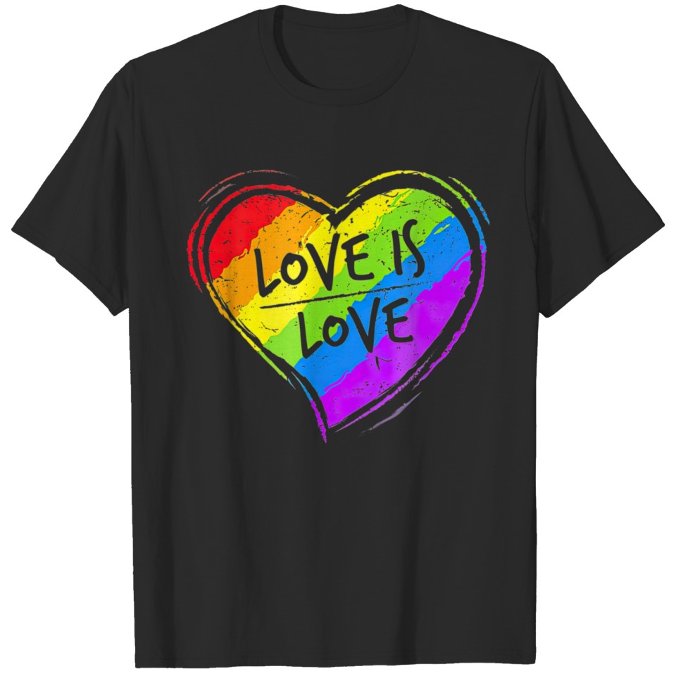 Love Is Love Heart Lgbt Pride T Gay Lesbian Gift T-Shirt