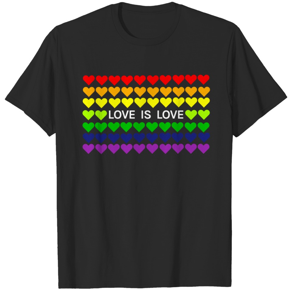 Love Is Love Hearts Flag Lgbt Gay Pride T-Shirt