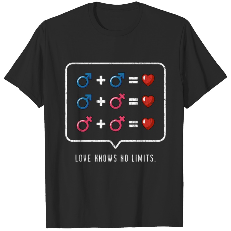 Love Knows No Bounds Lgbt Couples Gift Valentines T-Shirt