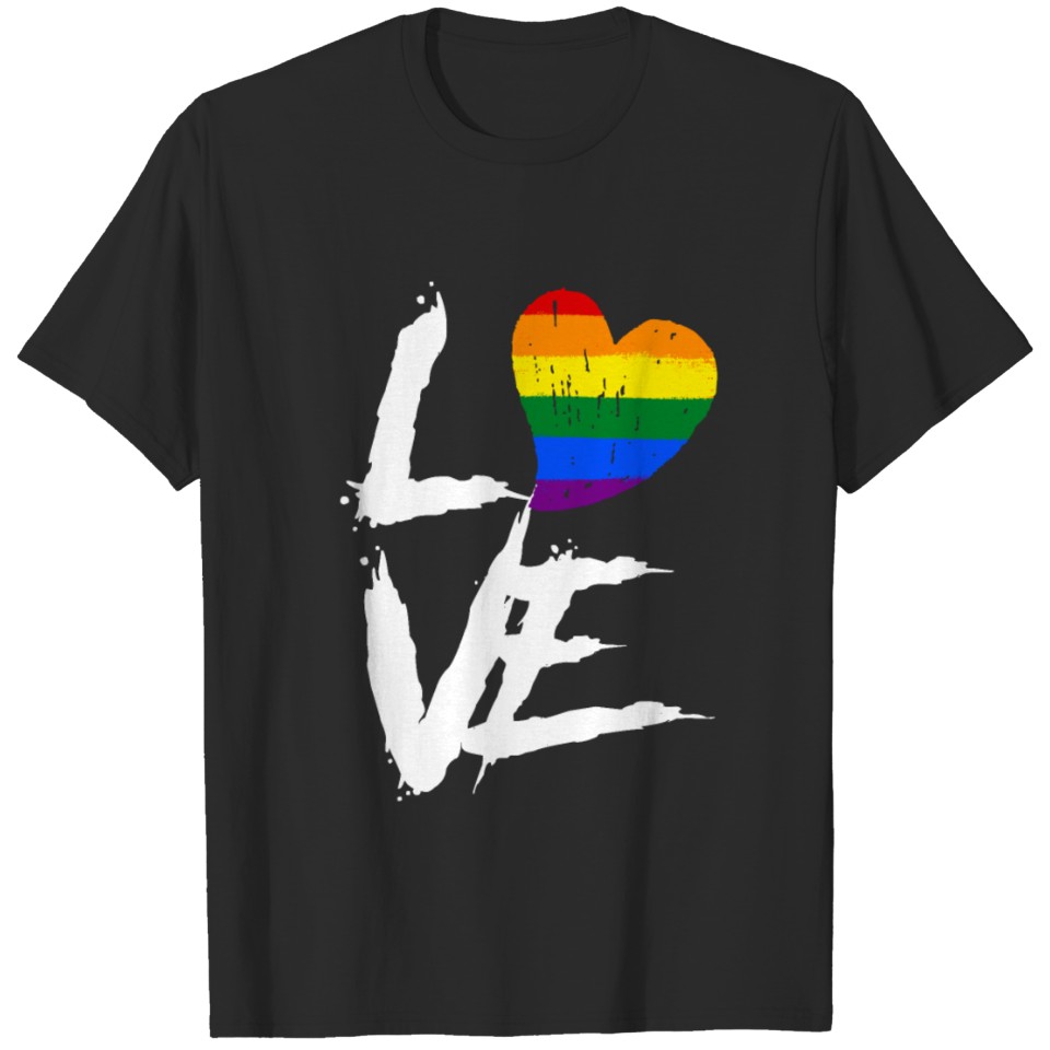 Love Lgbt Heart Rainbow Pride For Lesbian Gay T-Shirt