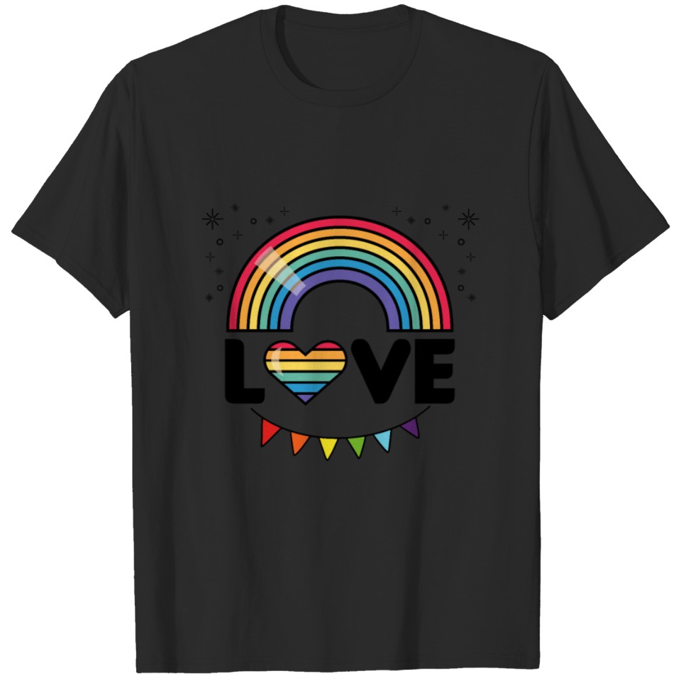 Love Rainbow Pride Flag Lgbt Csd Lgbtq T-Shirt