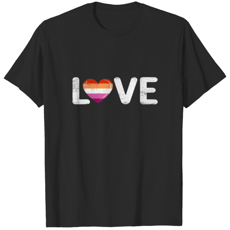 Love The Flag For The Lesbian Flag Heart Lgbt Gay T-Shirt