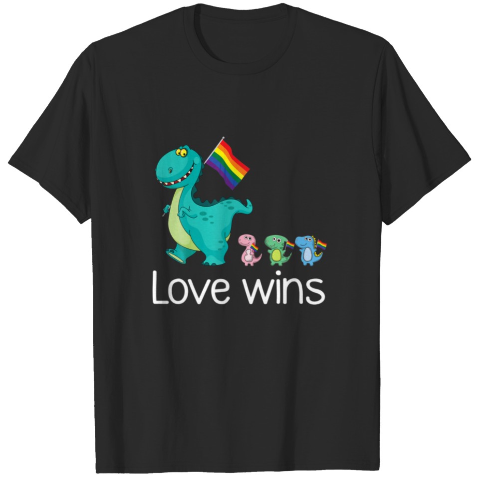 Love Wins Dinosaur Gay Lesbian Rainbow Lgbt Flag P T-Shirt